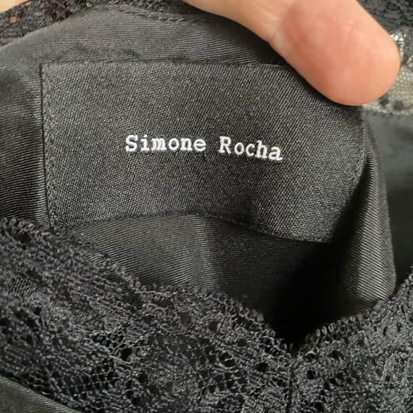 Simone Rocha Black Slip Midi Dress Lace Details Size UK 8/US 4 - Picture 9 of 14